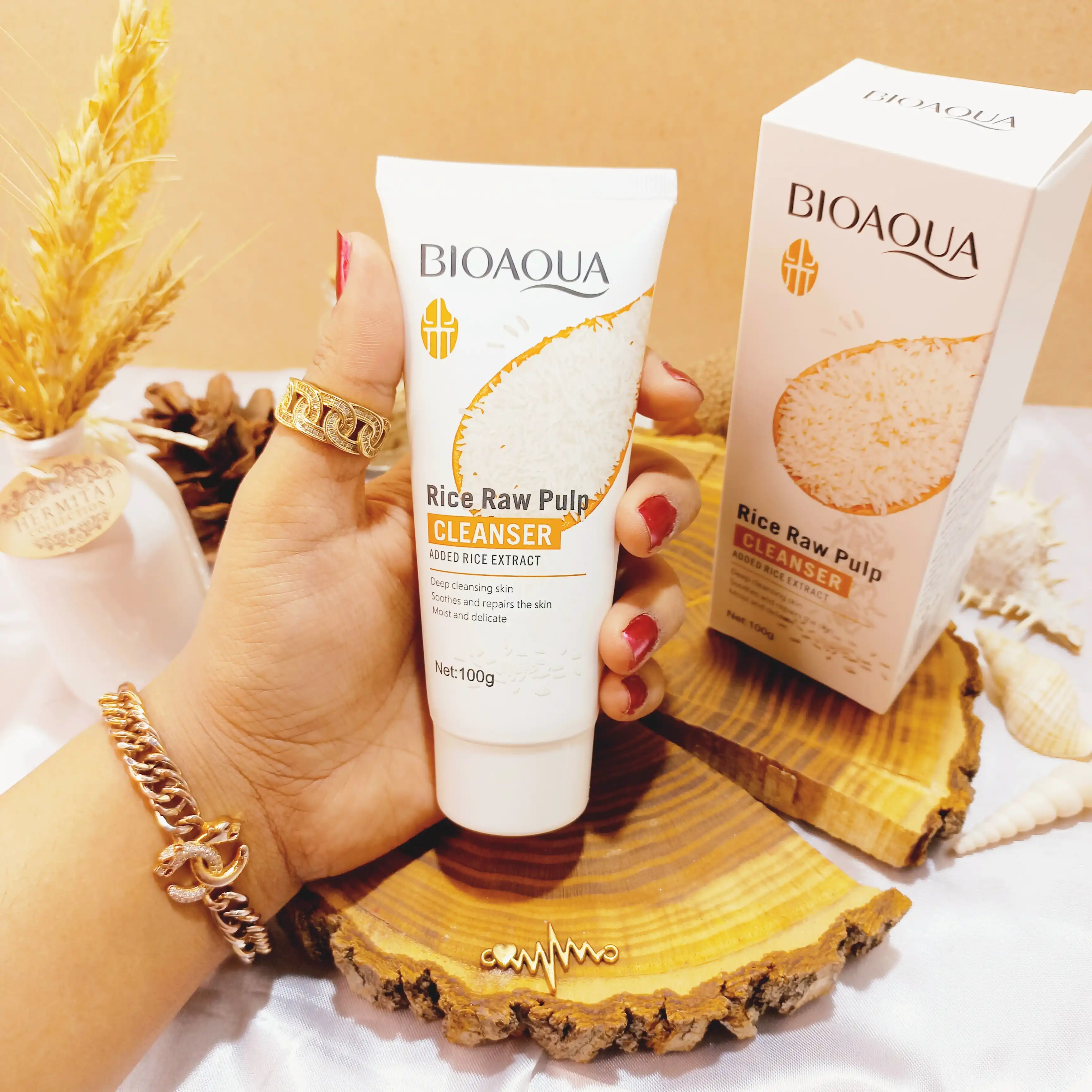 فوم شستشوی صورت مرطوب کننده عمیق خمیر برنج خام بیوآکوا BIOAQUA |
