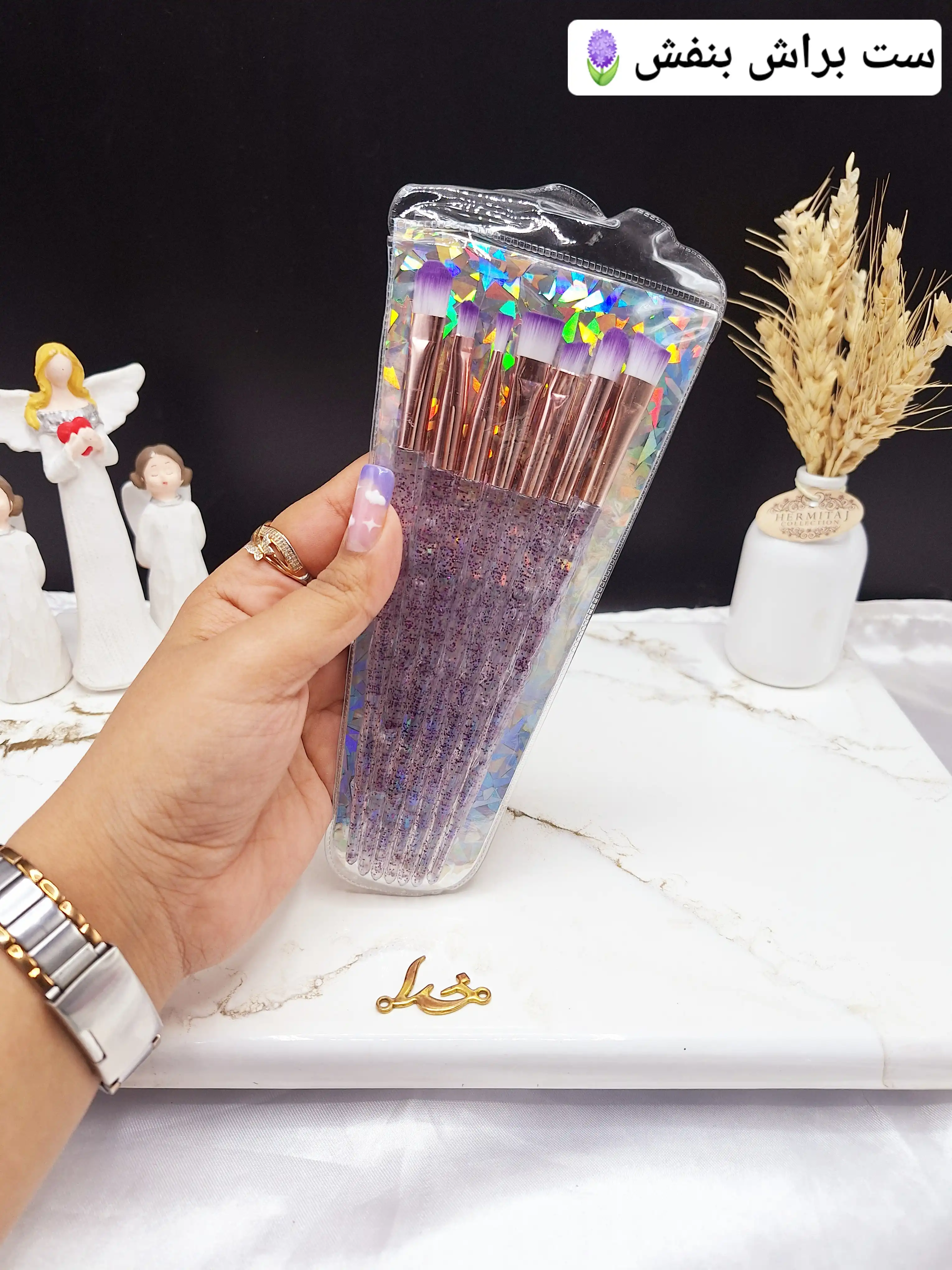 براش 7 تیکه دسته شاین برند Makeup Brush کد 8566