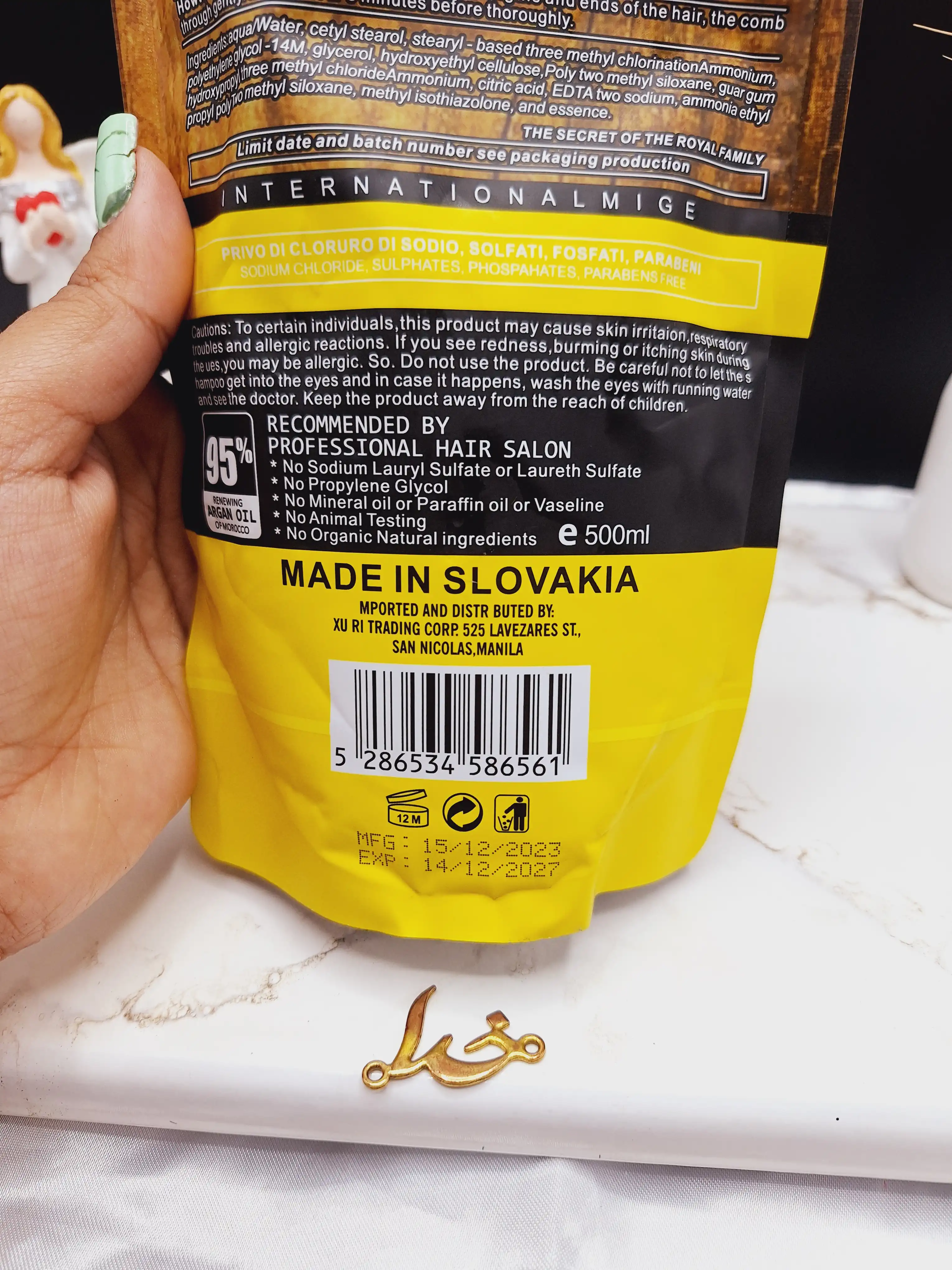 ماسک مو ساندیسی  آرگان تغذیه کننده مراکشی ساخت اسلواکی  لایتنس 500 میل 95% ARGAN OIL کد 6561 اصلی و اورجینال
