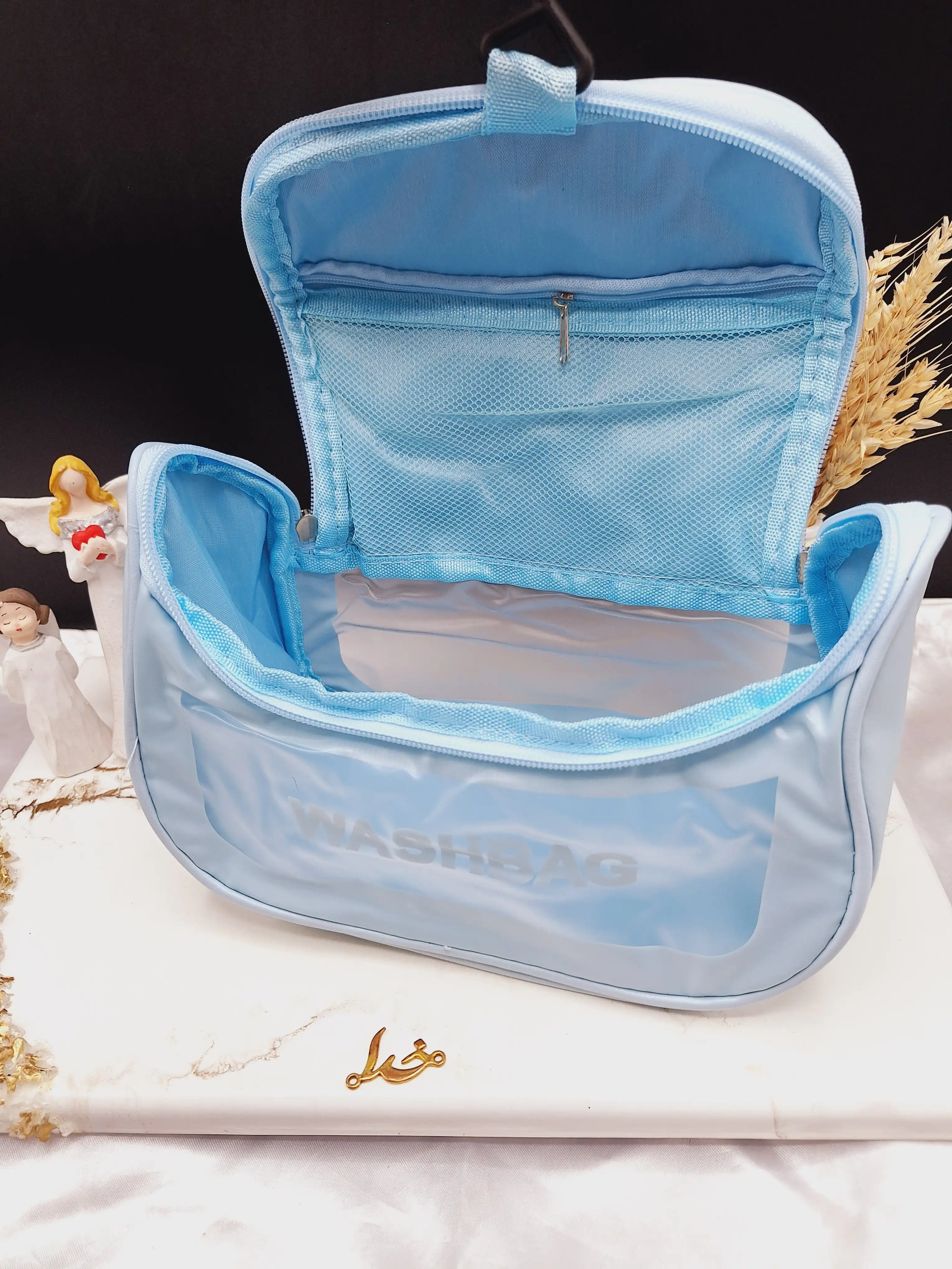 کیف آرایشی واشبگ بیضی آبی سایز بزرگ WASHBAG