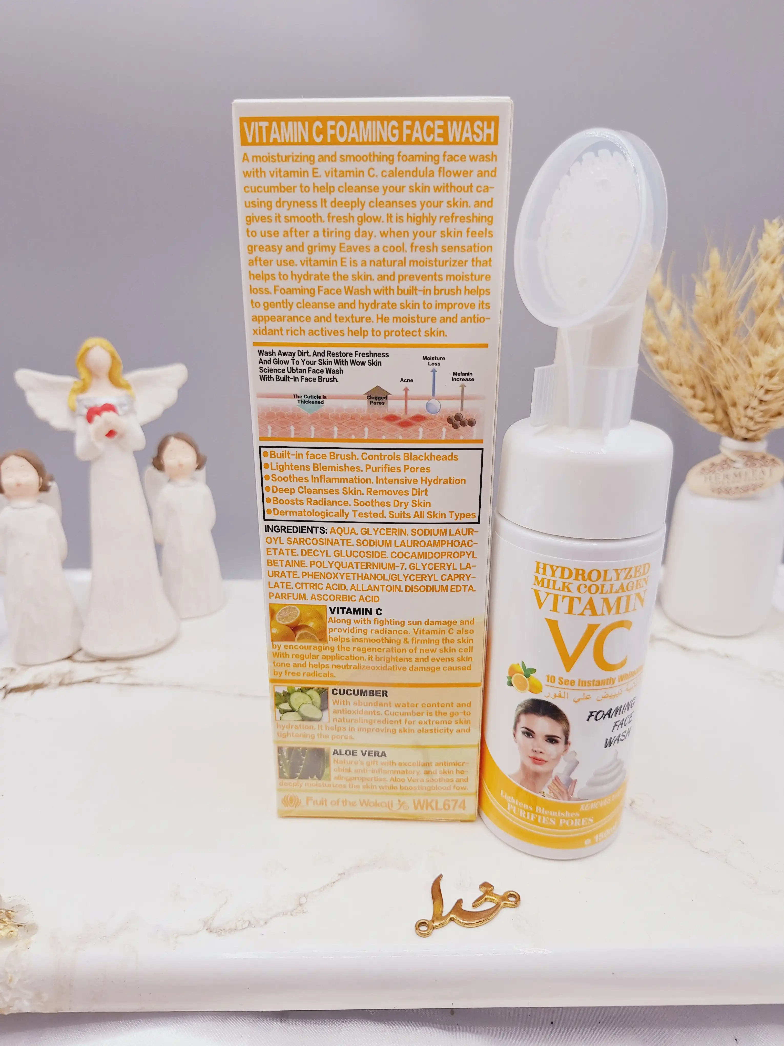 فوم شستشو کف کننده  صورت دارای سفیدکننده فوری برند وکالی Wokali کدWKL674