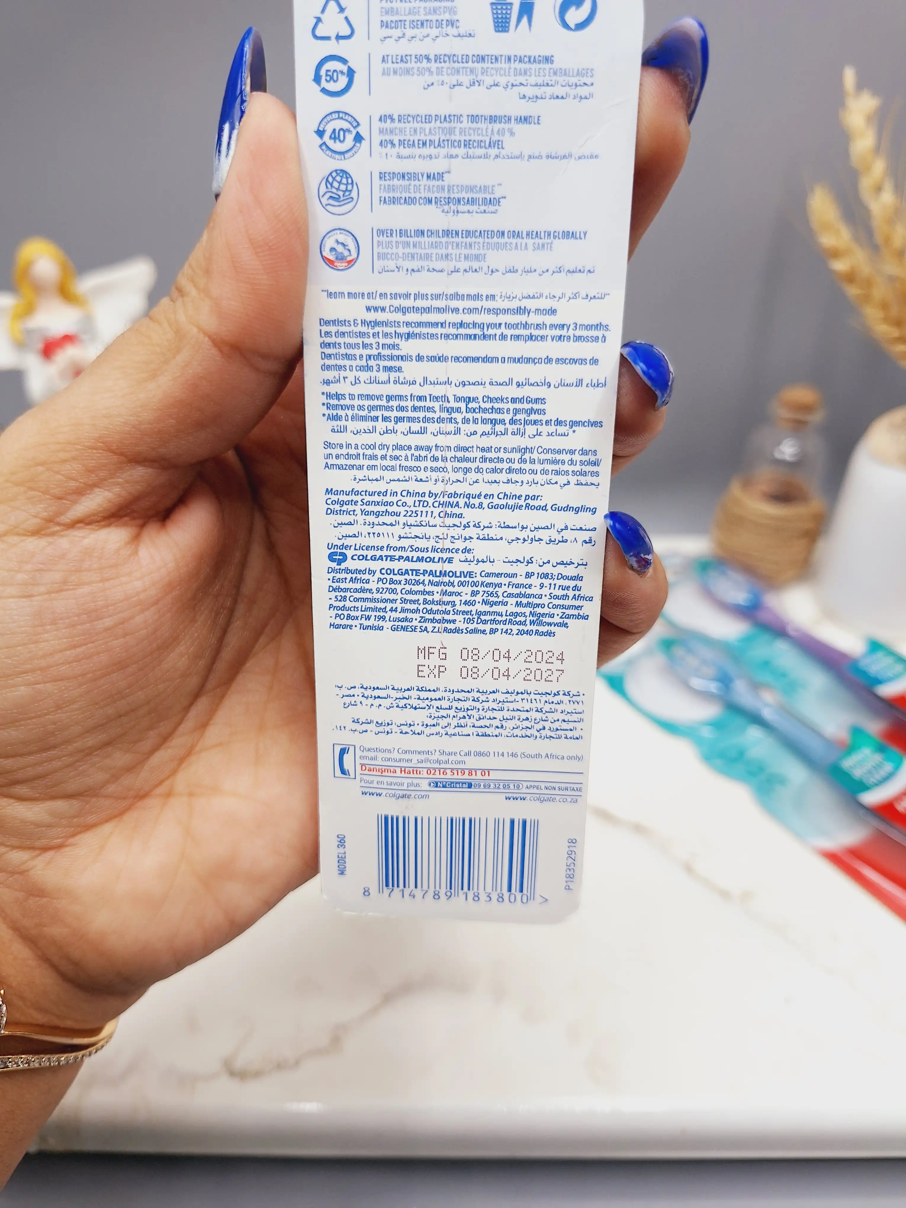 مسواک کلگیت مدل 360 درجه Whole Mouth Clean با برس متوسط کد 3800