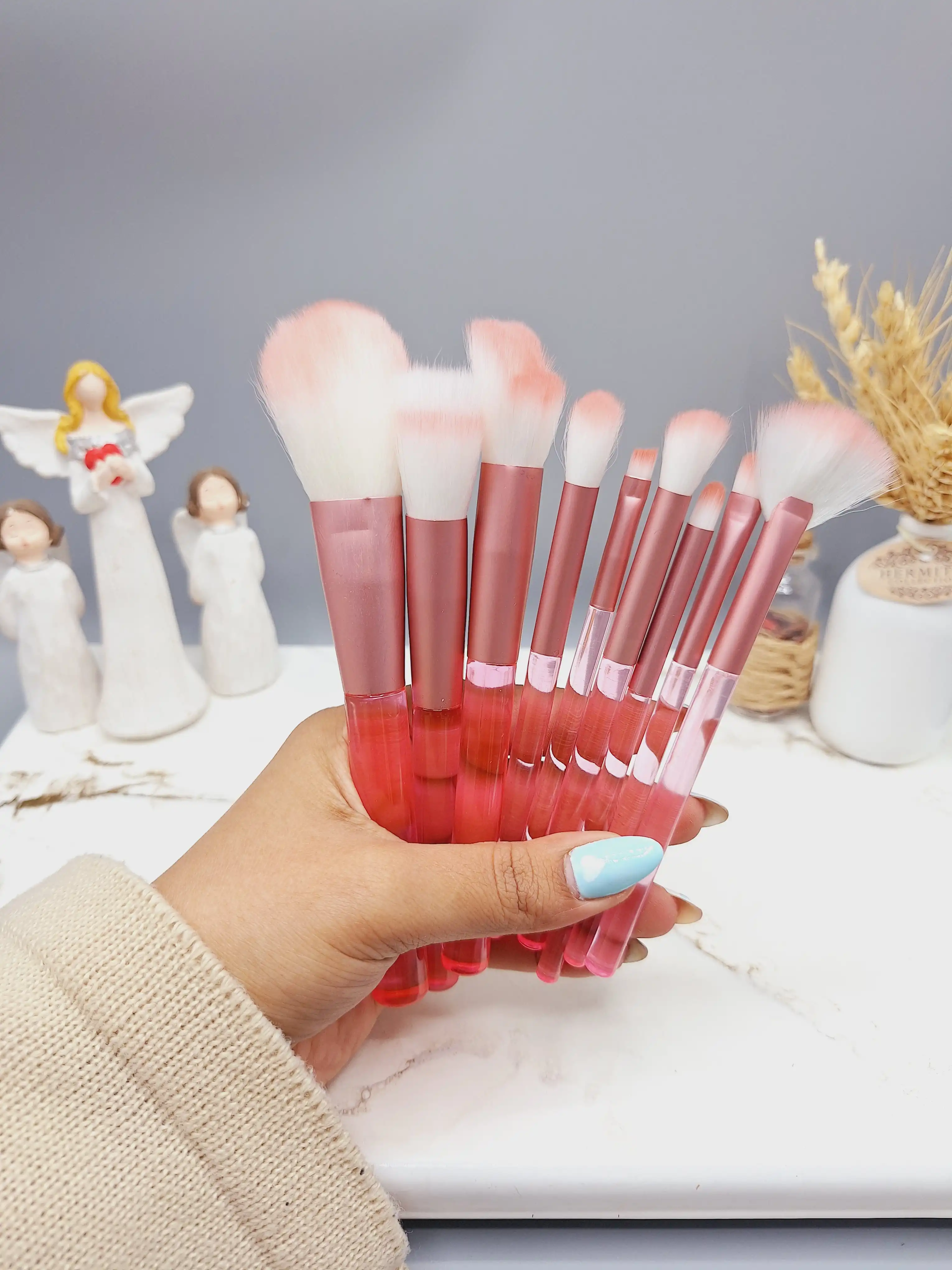 ست براش پاستیلی میکاپ همراه با کیف