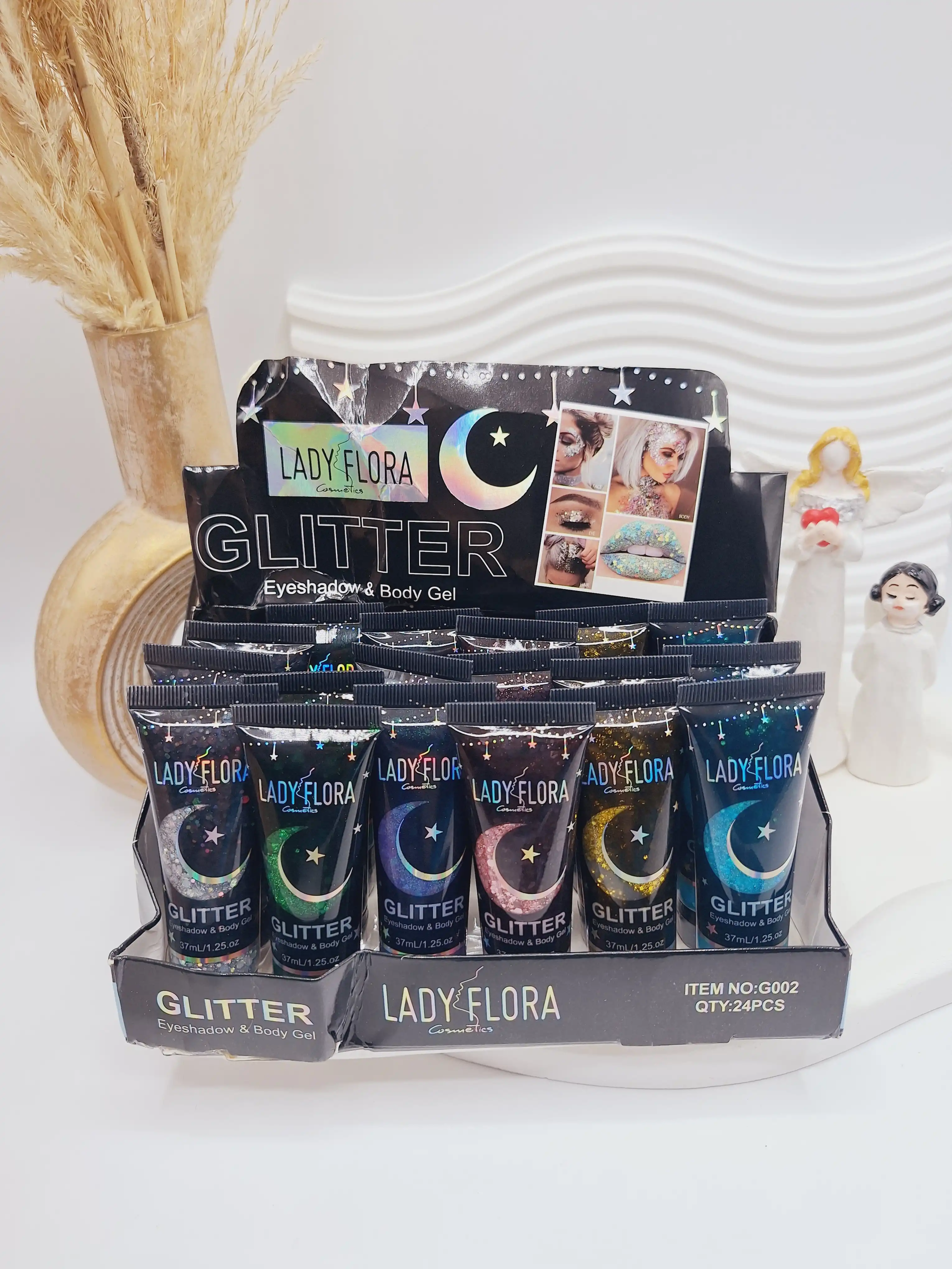 گلیتر مایع تیوپی طرح ماه و ستاره برند GLITTER کد 002