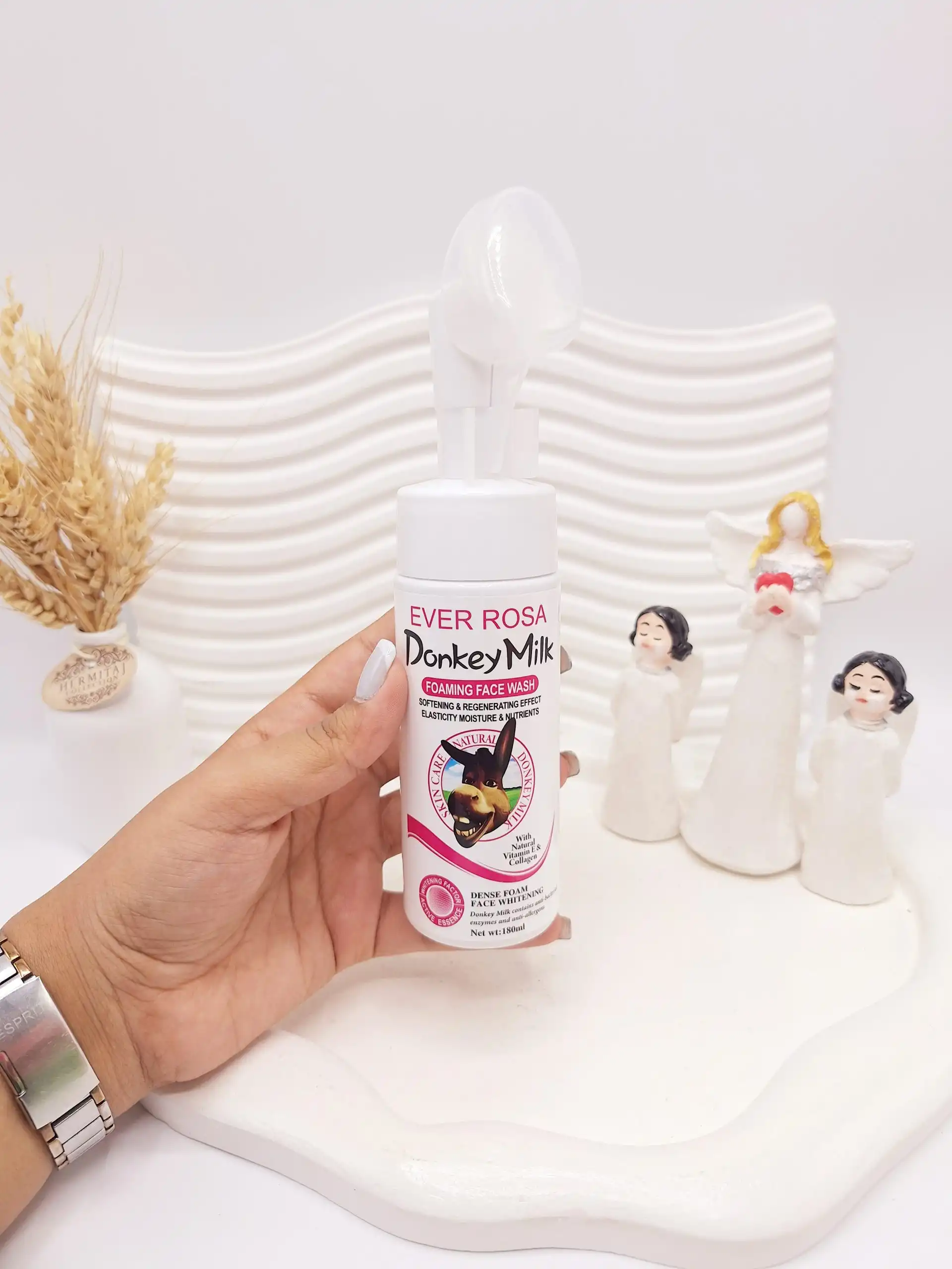 فوم براش دار شیر الاغ صورتی برنا اور رزا کد 4532