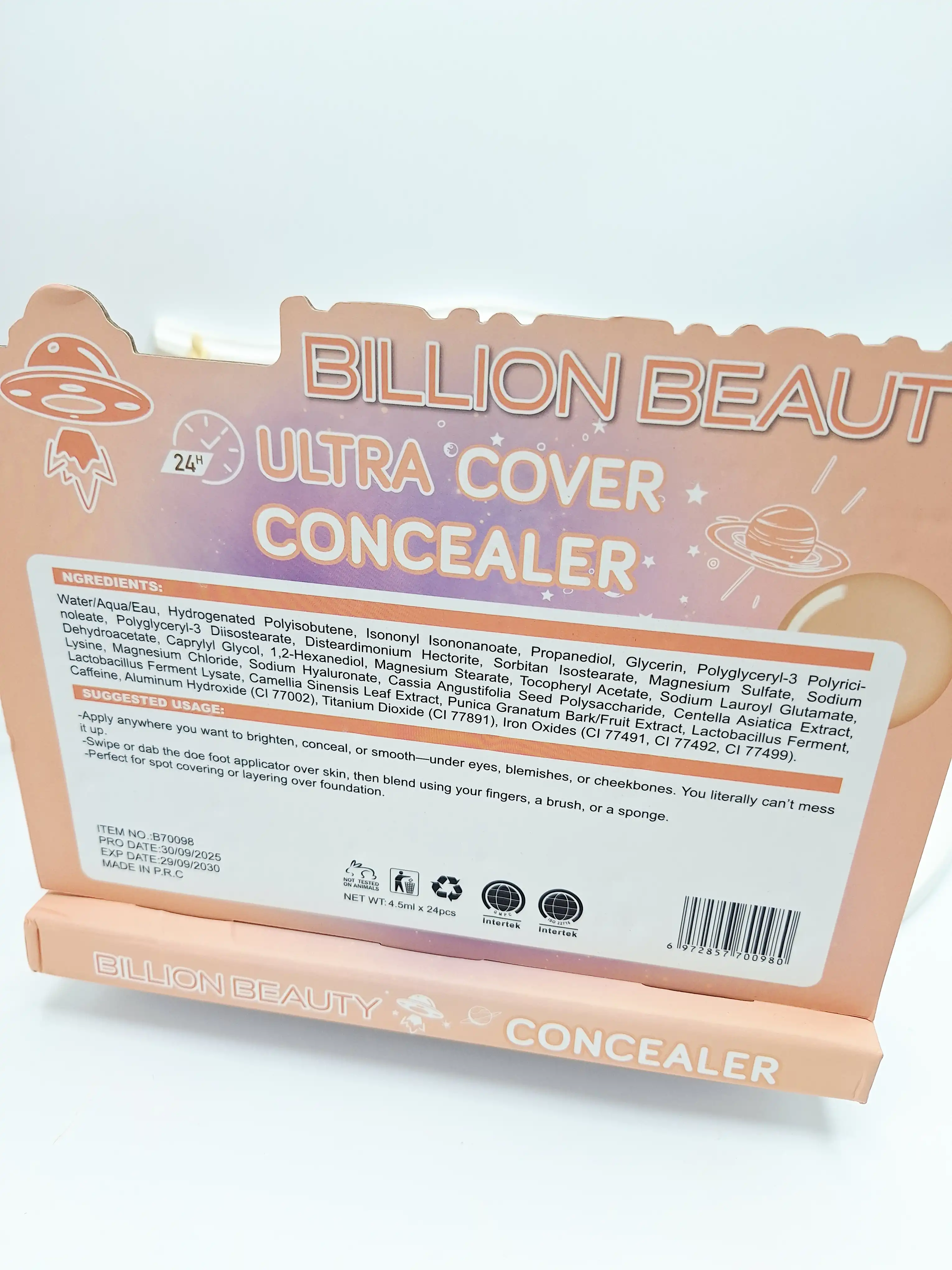 کانسیلر مایع با پوشانندگی بالا و ماندگاری ۲۴ ساعته بیلیون بیوتی طرح فضانورد کد ۰۹۸۰