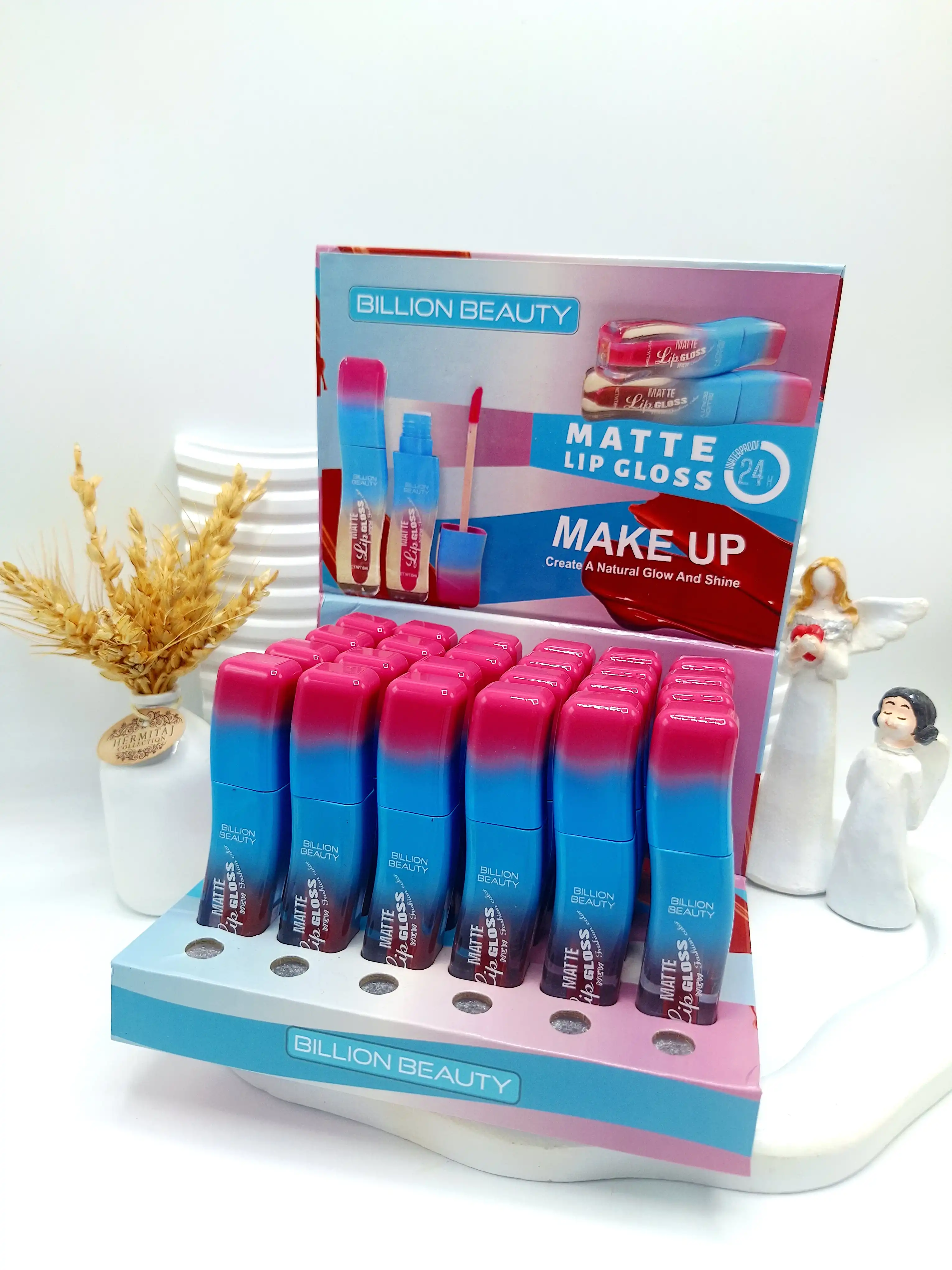 رژ مایع تکی شیشه ای منحنی خوش رنگ برند بیلیون بیوتی کد 5060